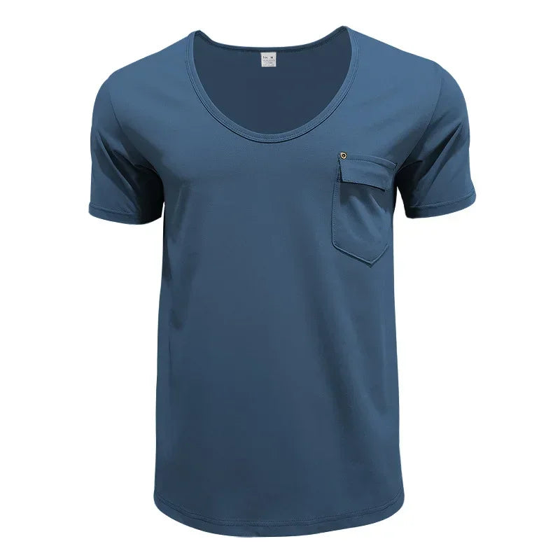 Men’s U-Neck Solid Casual T-Shirt Rich Allure
