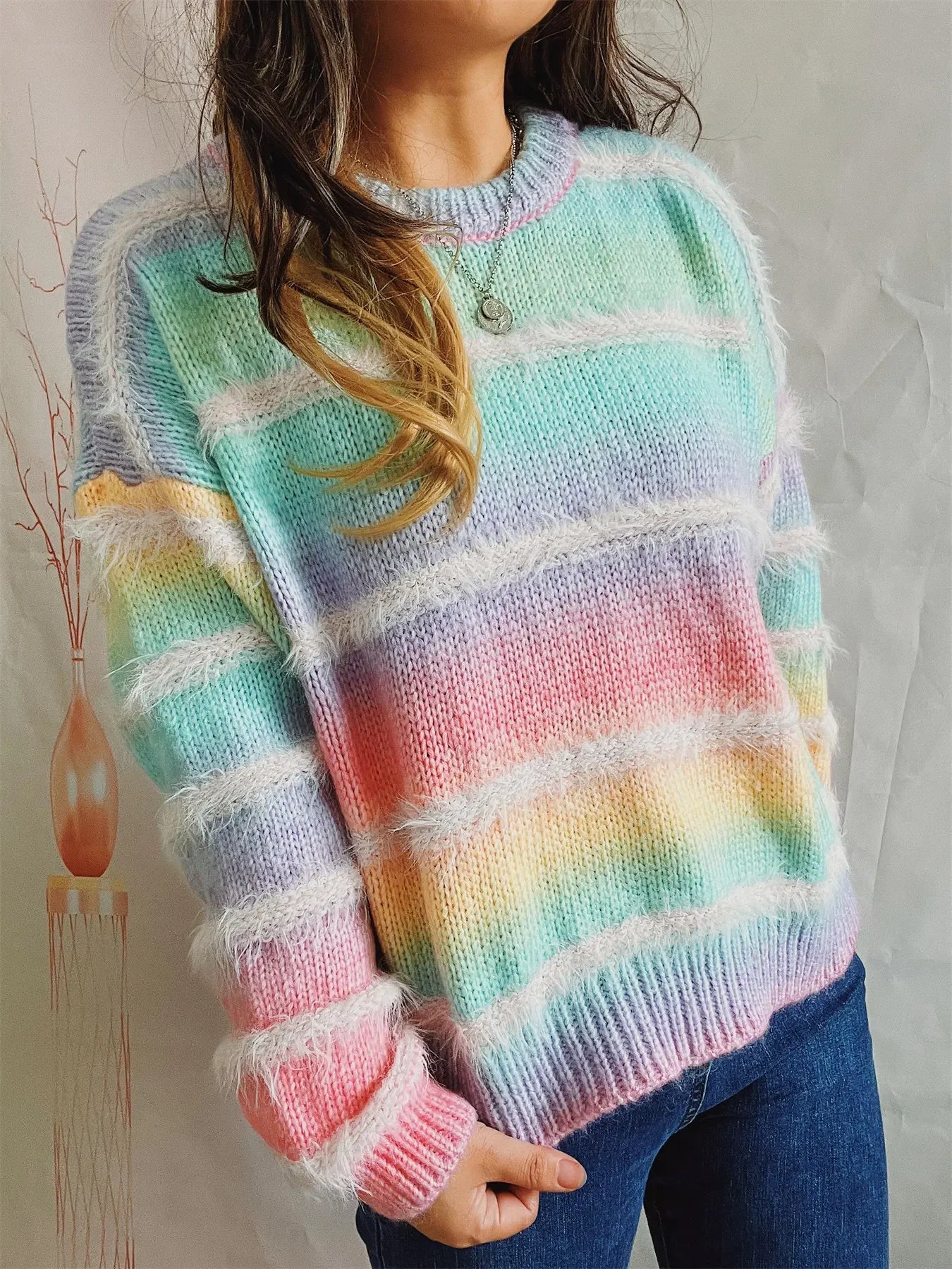 Cozy Gradient Stripe Knit Sweater
