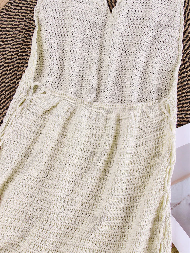 Knit Halter Cross-Strap Mini Dress