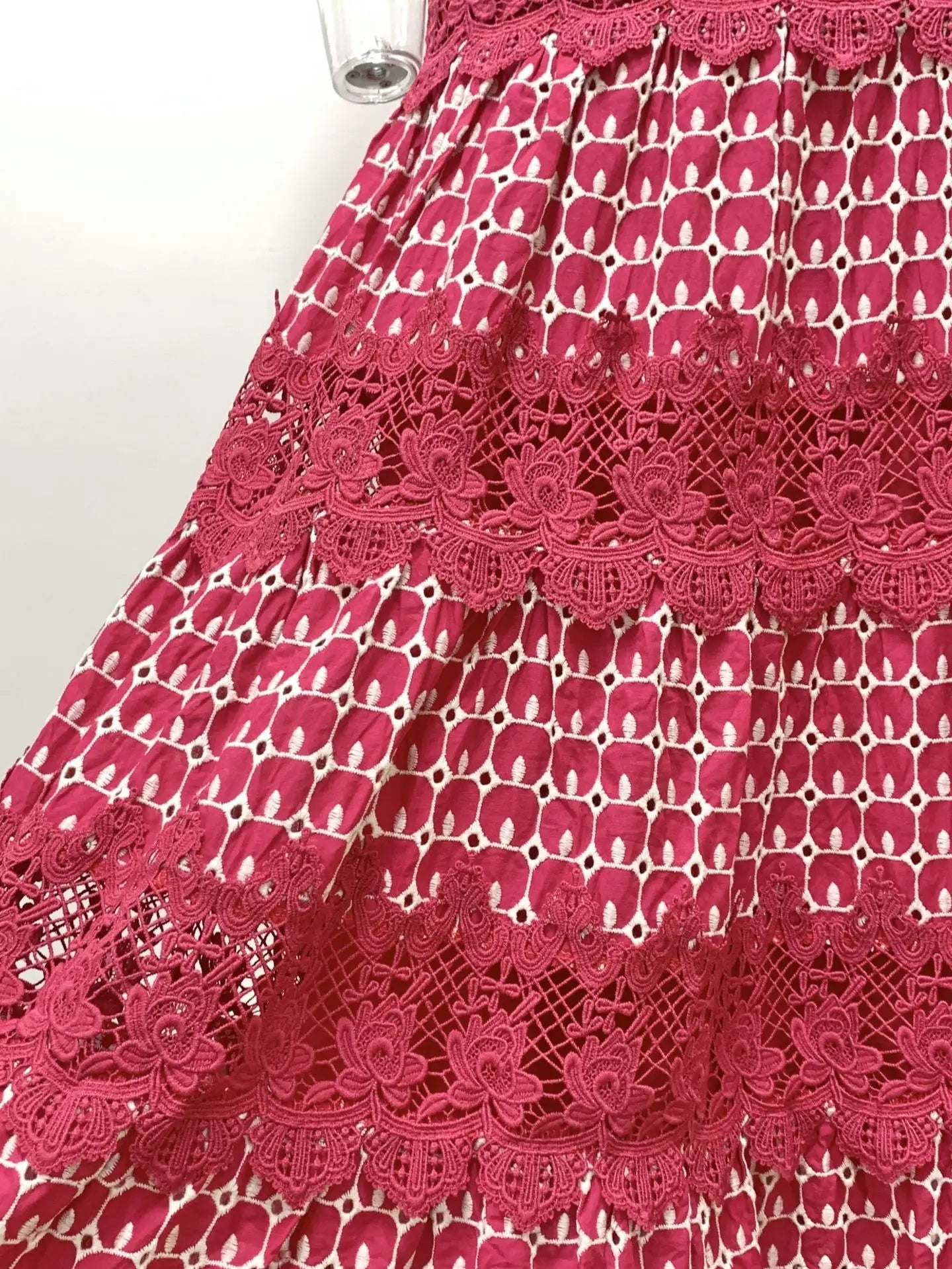 Crimson Charm Tiered Midi Dress