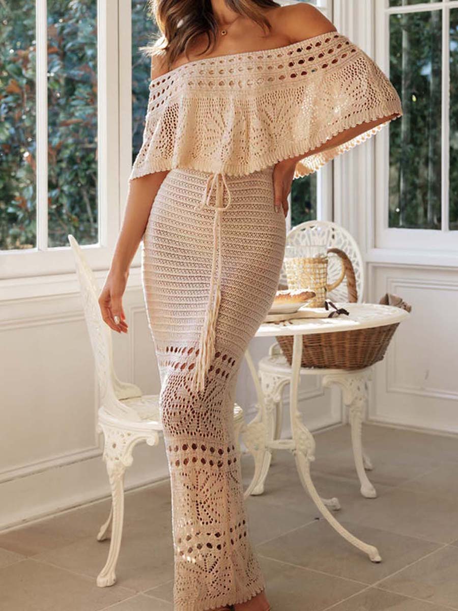 Off-Shoulder Knit Tube Maxi Dress
