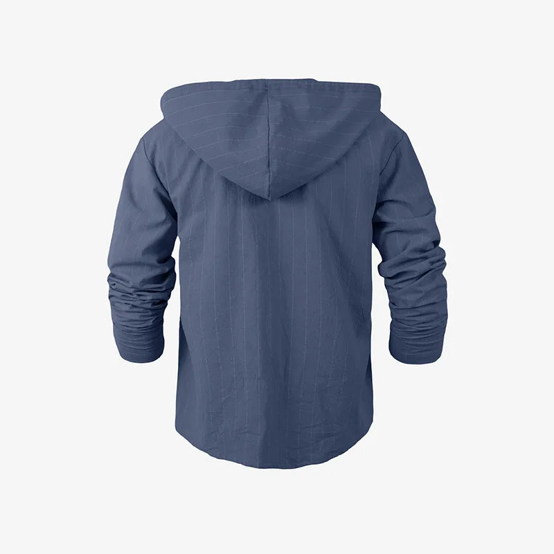 Striped Hooded Linen Shirt