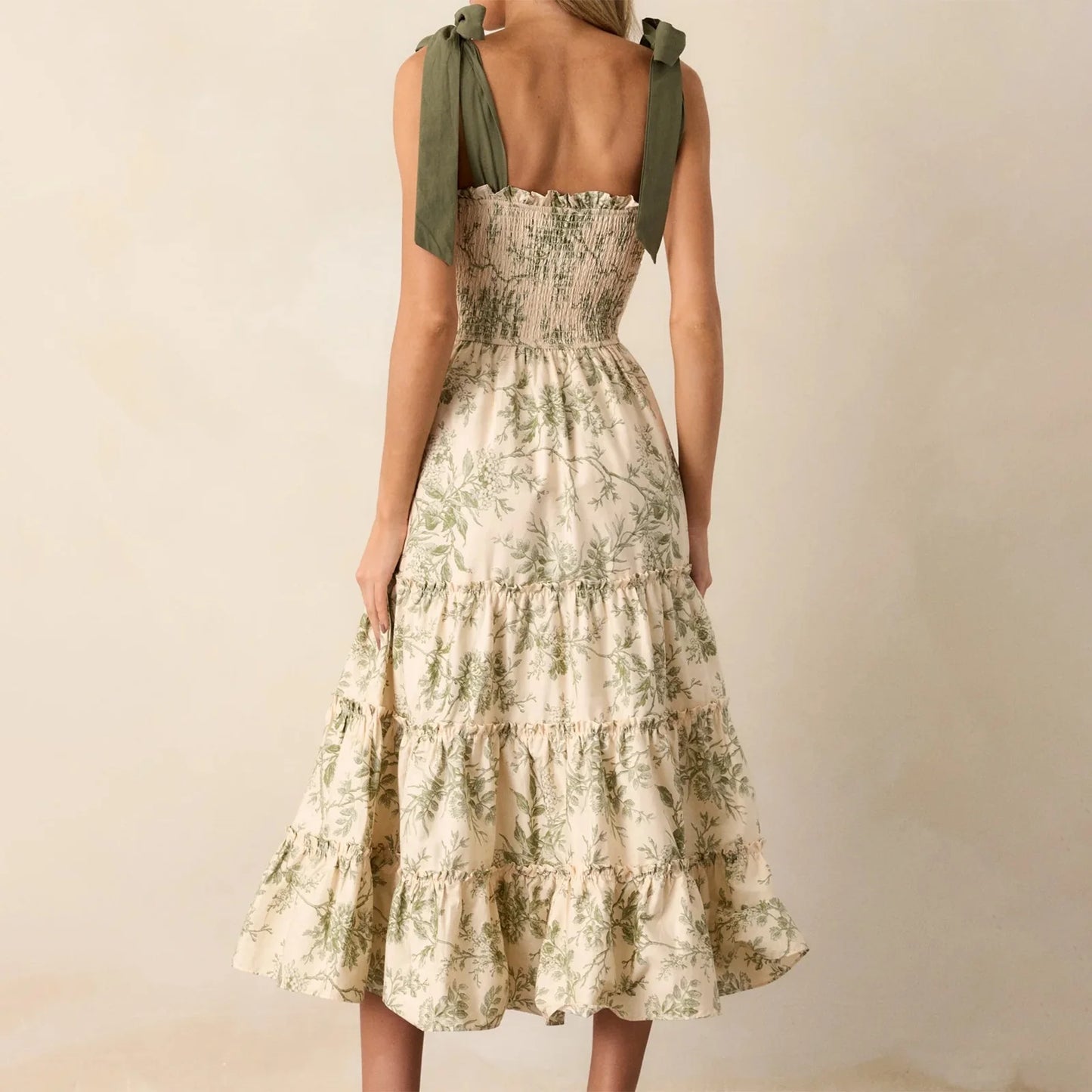 Floral Flare Tie-Shoulder Dress