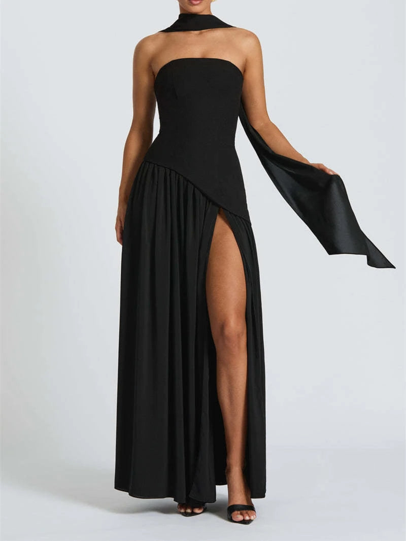 Midnight Charm Strapless Party Dress