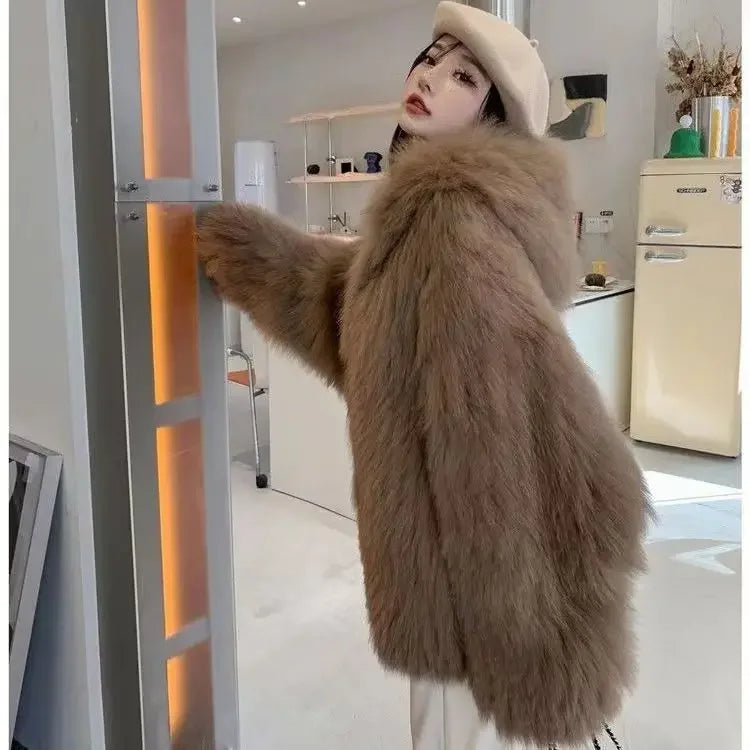 Fur Mist Hooded Splice Jacket Rich Allure