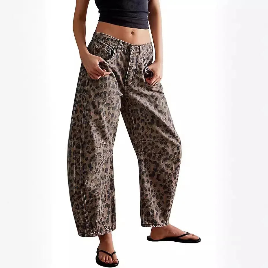 Leopard Print High Waist Jeans