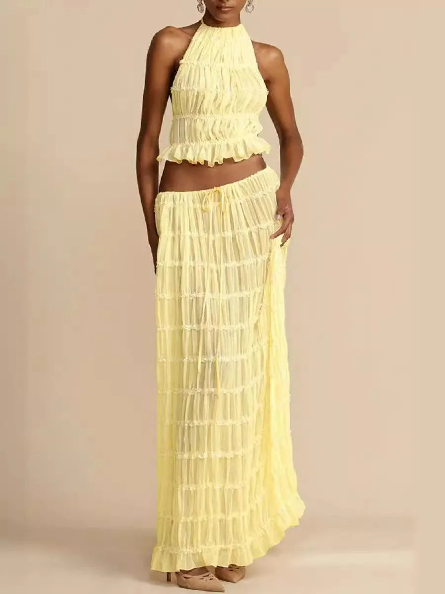 Halter Neck Skirt Set