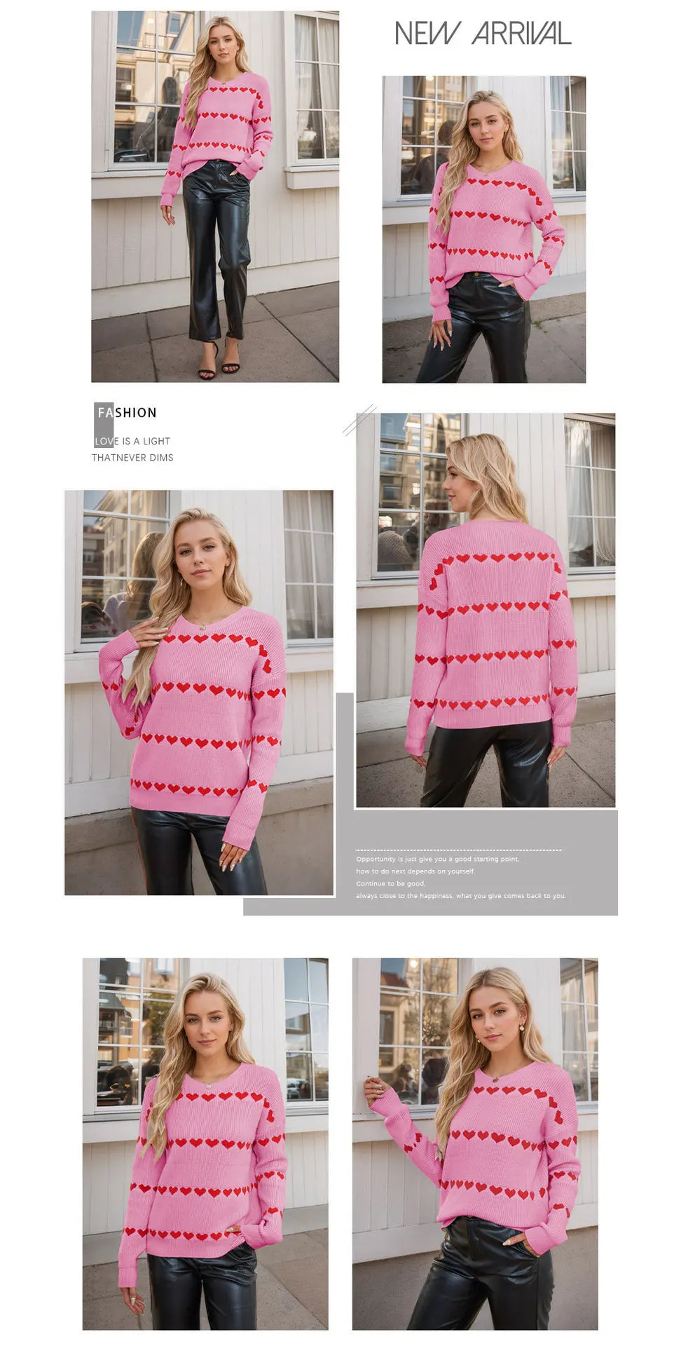 Cute Heart Print Knit Pullover Sweater