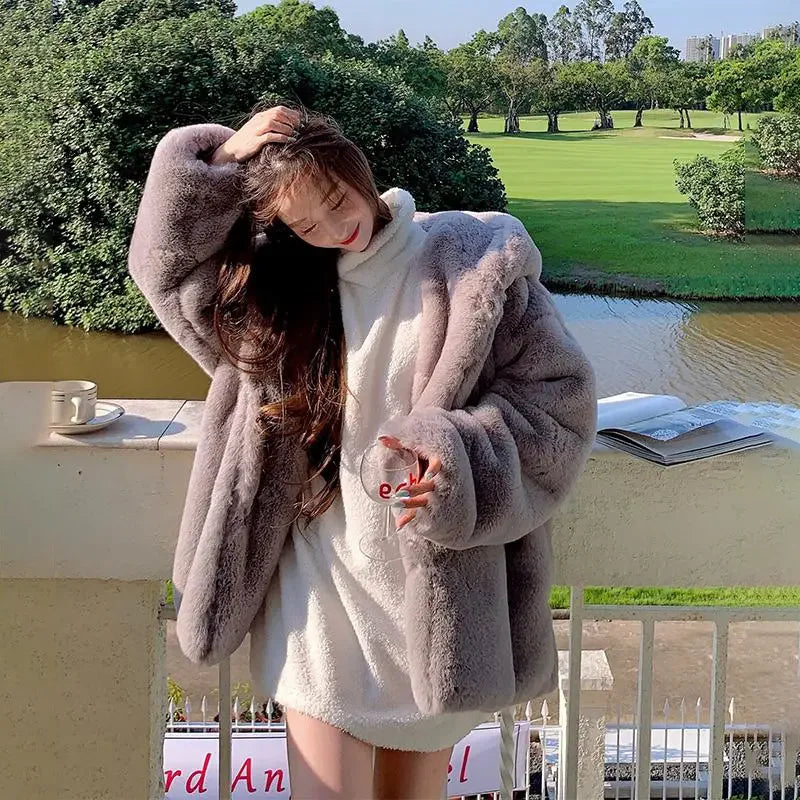 VelvaFur Hooded Plush Sweatshirt Rich Allure