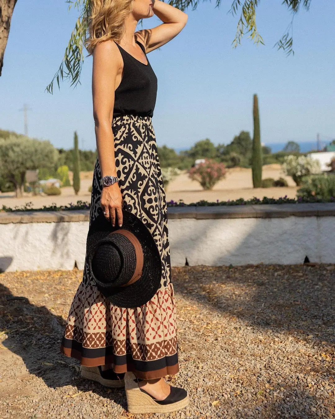 Sunlit Charm Bohemian Maxi Skirt
