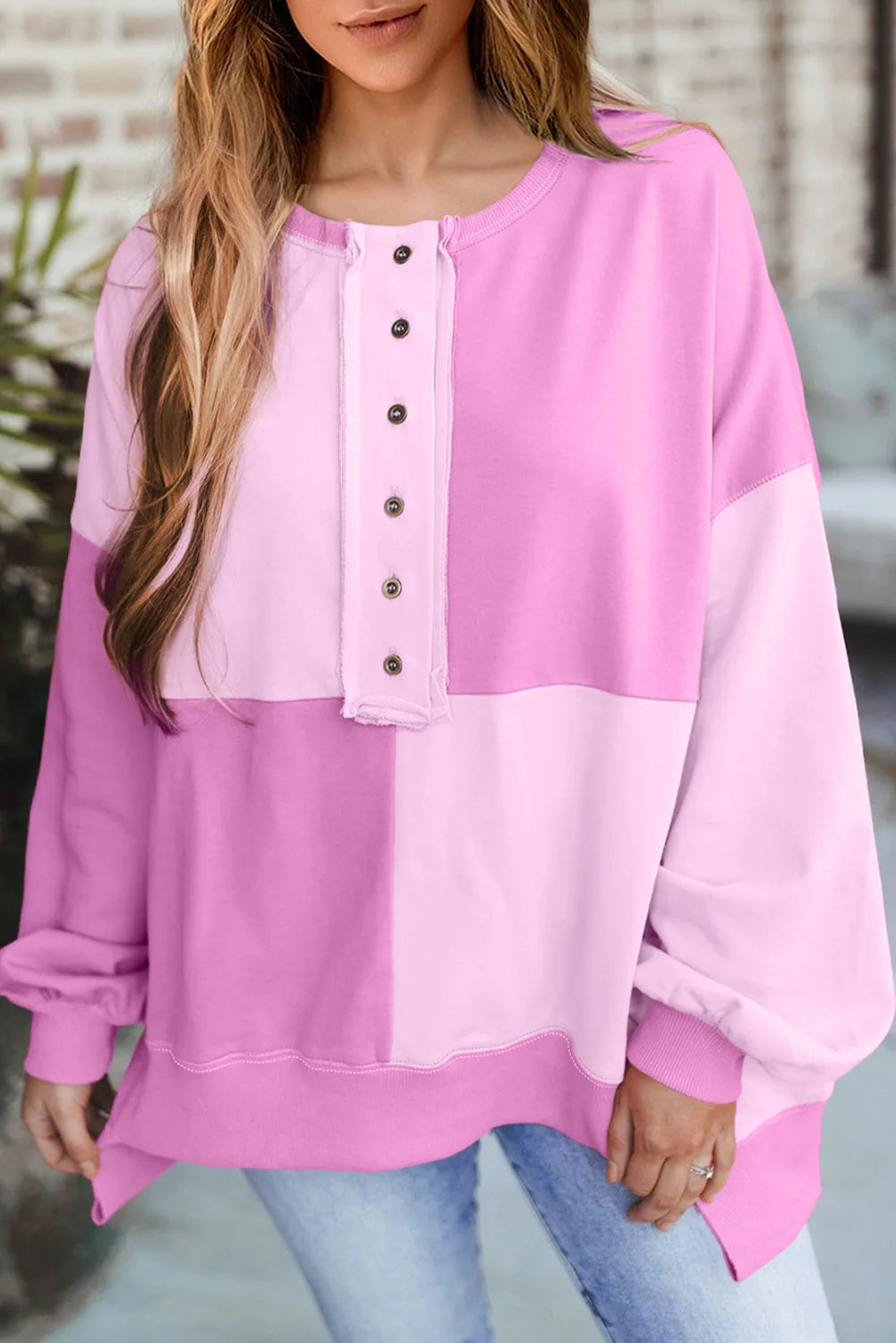Trendy Contrast Buckle Sweatshirt