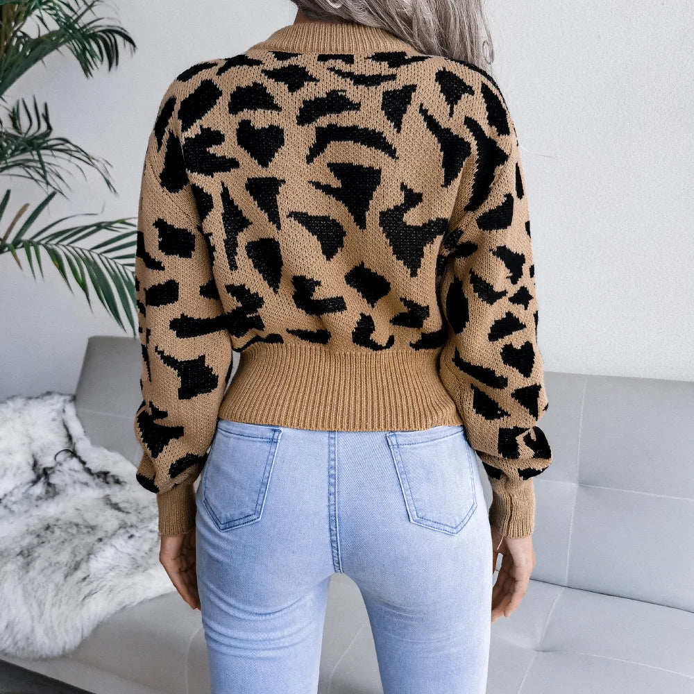 Wild Weave Leopard Knit Pullover