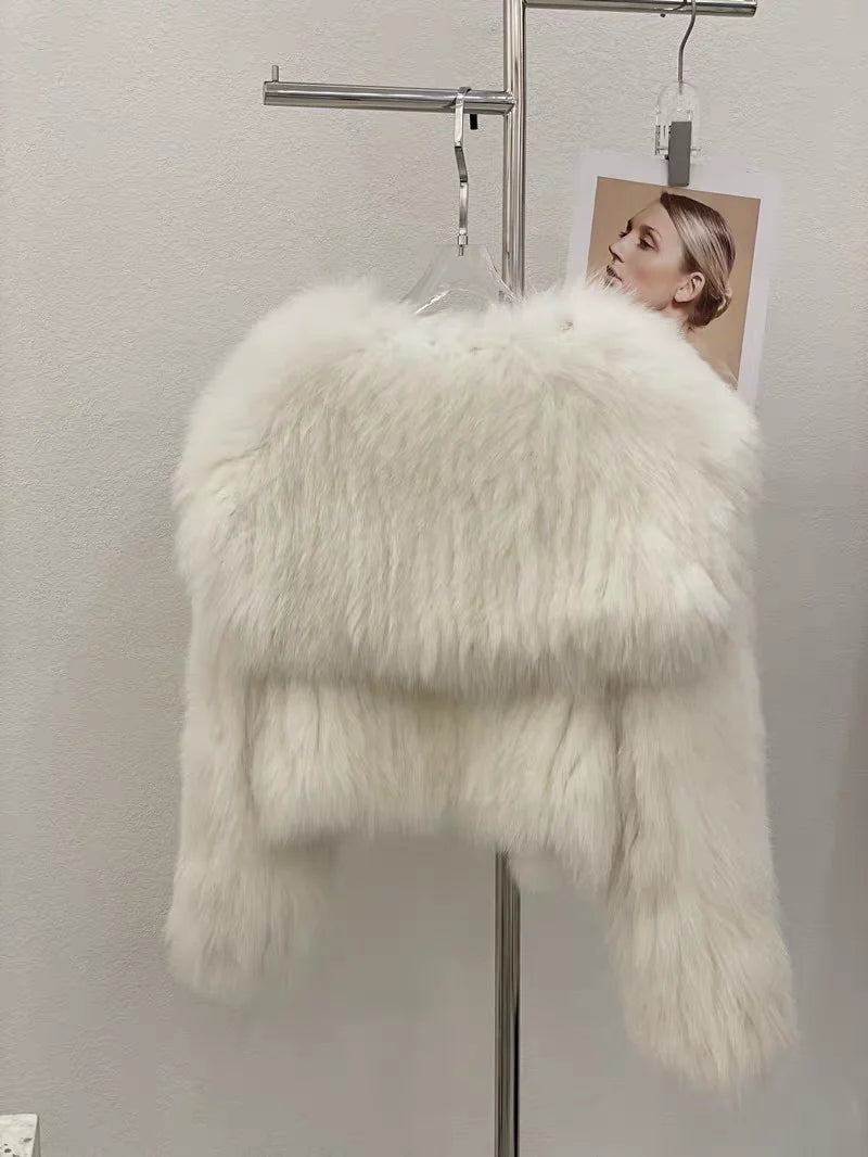 Navy Collar Faux Fur Jacket