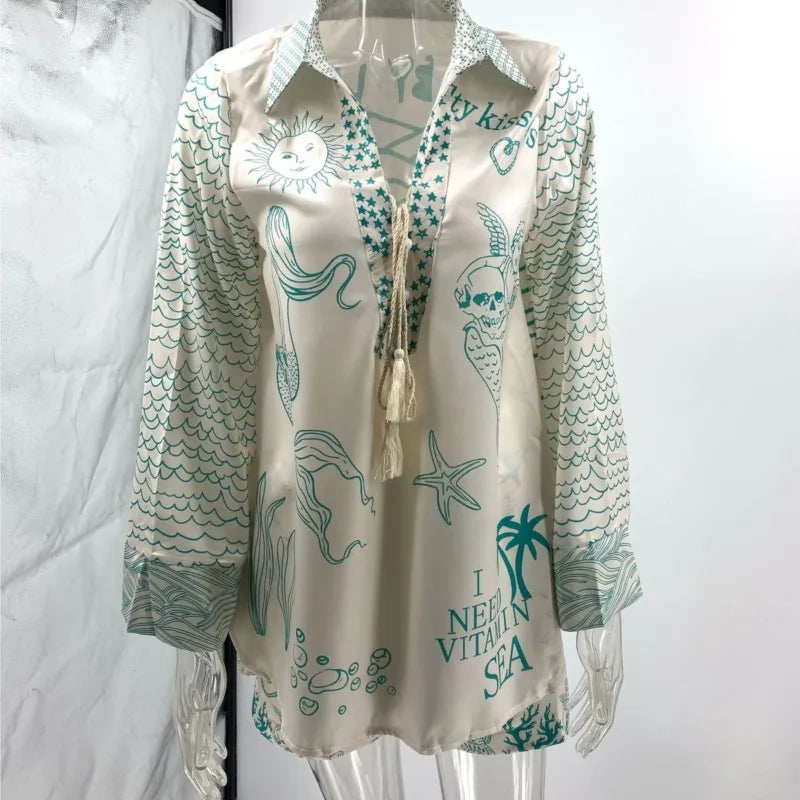 Satin Aura Vacation Shorts Set