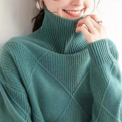 Loose Turtleneck Knit Pullover Top
