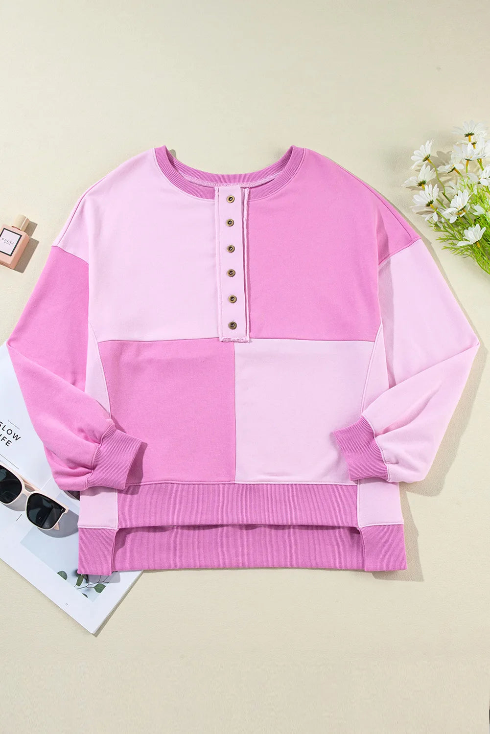 Trendy Contrast Buckle Sweatshirt