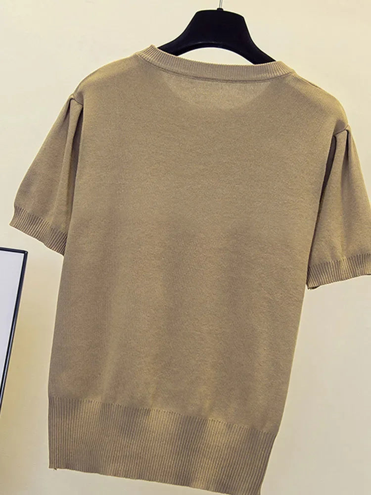 Short Sleeve Knitted Cashmere Sweater