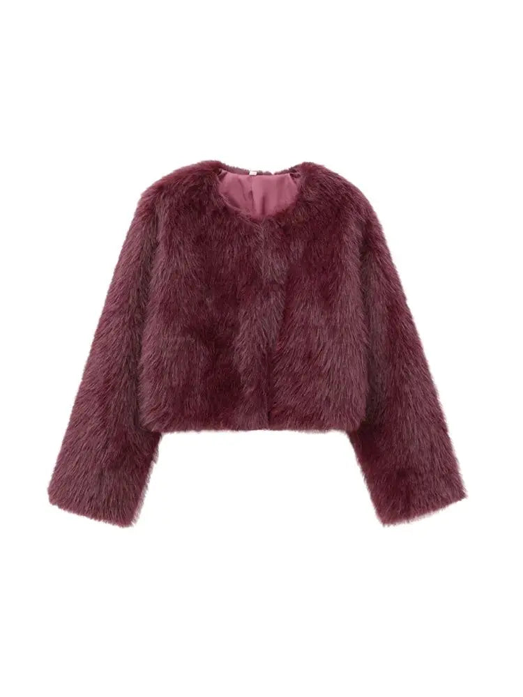 Plush Chic Cropped Faux Fur Jacket