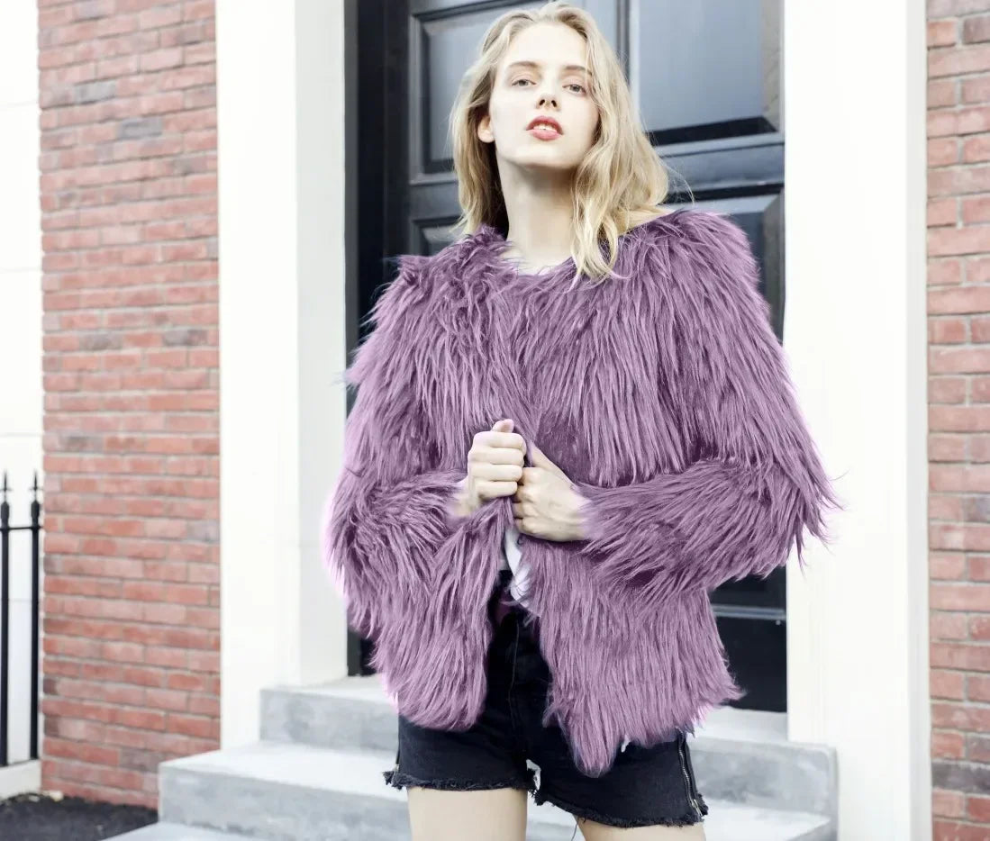 Cozy Pelt Faux Fur Button Coat