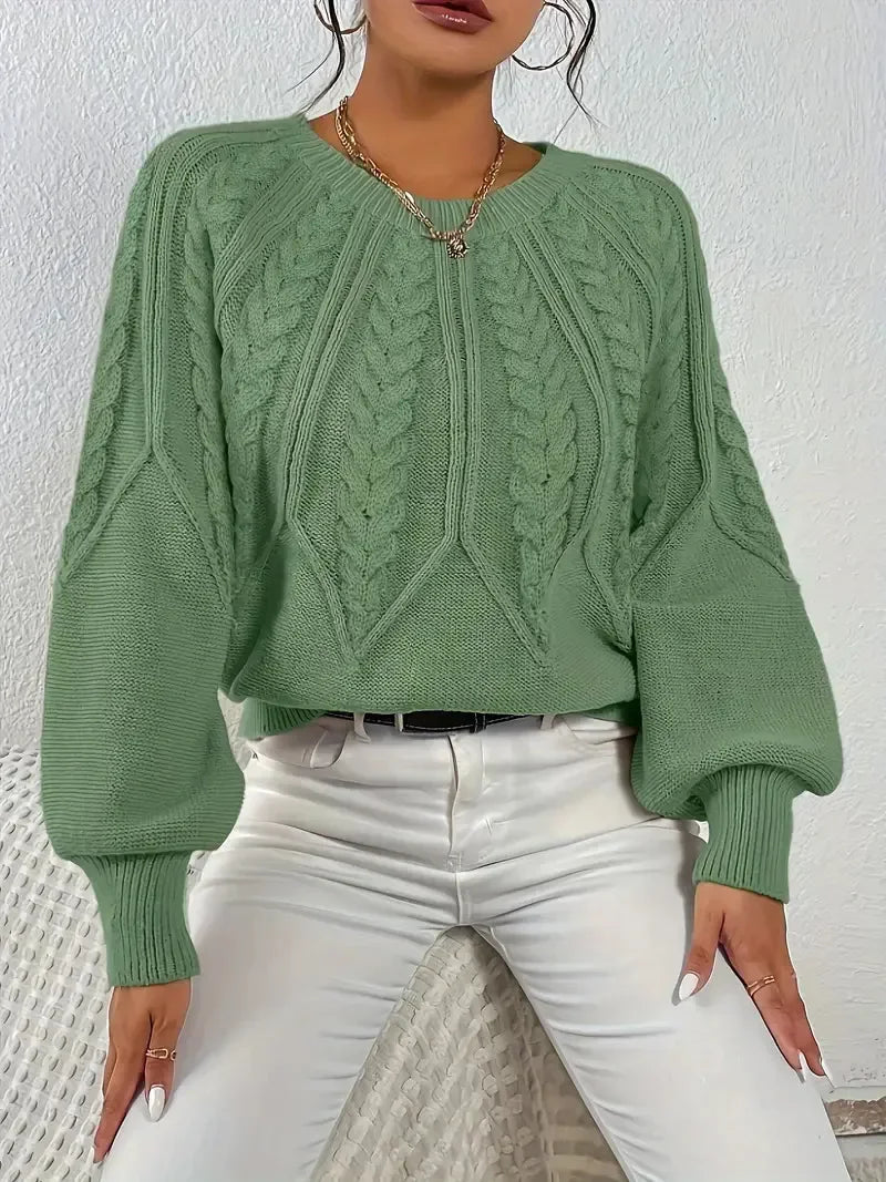 Women’s Neck Sweater — Chic Solid Knitwear