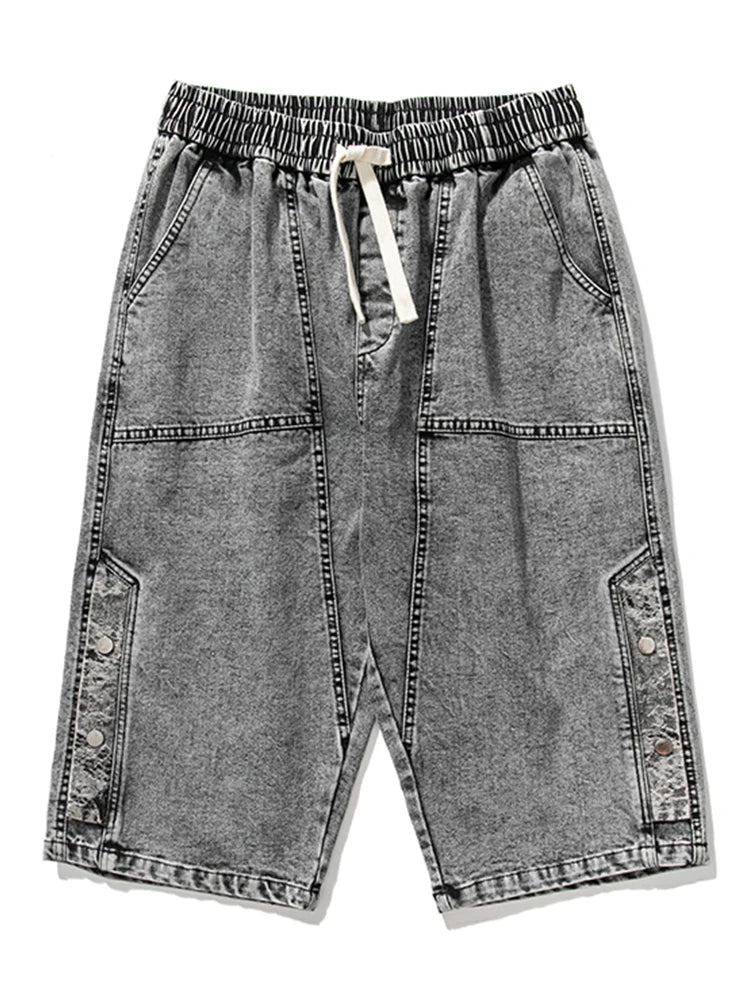 Men’s Washed Denim Capri Shorts Rich Allure