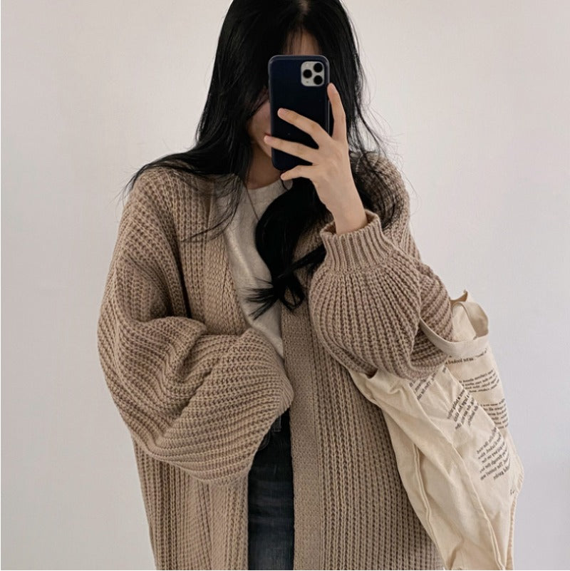 Vintage Cozy Long Knit Cardigan