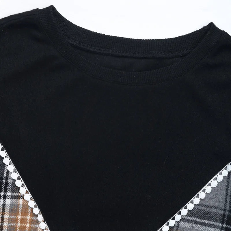 Vintage Plaid Patchwork Pullover Rich Allure