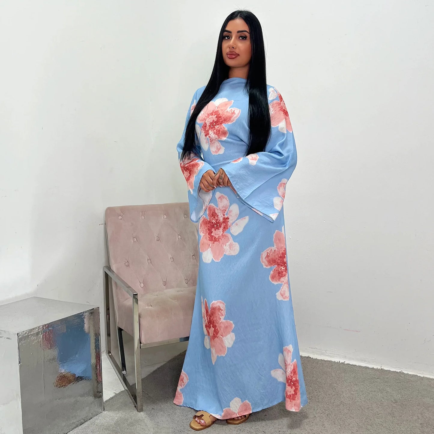 Floral Grace Modest Kaftan Dress