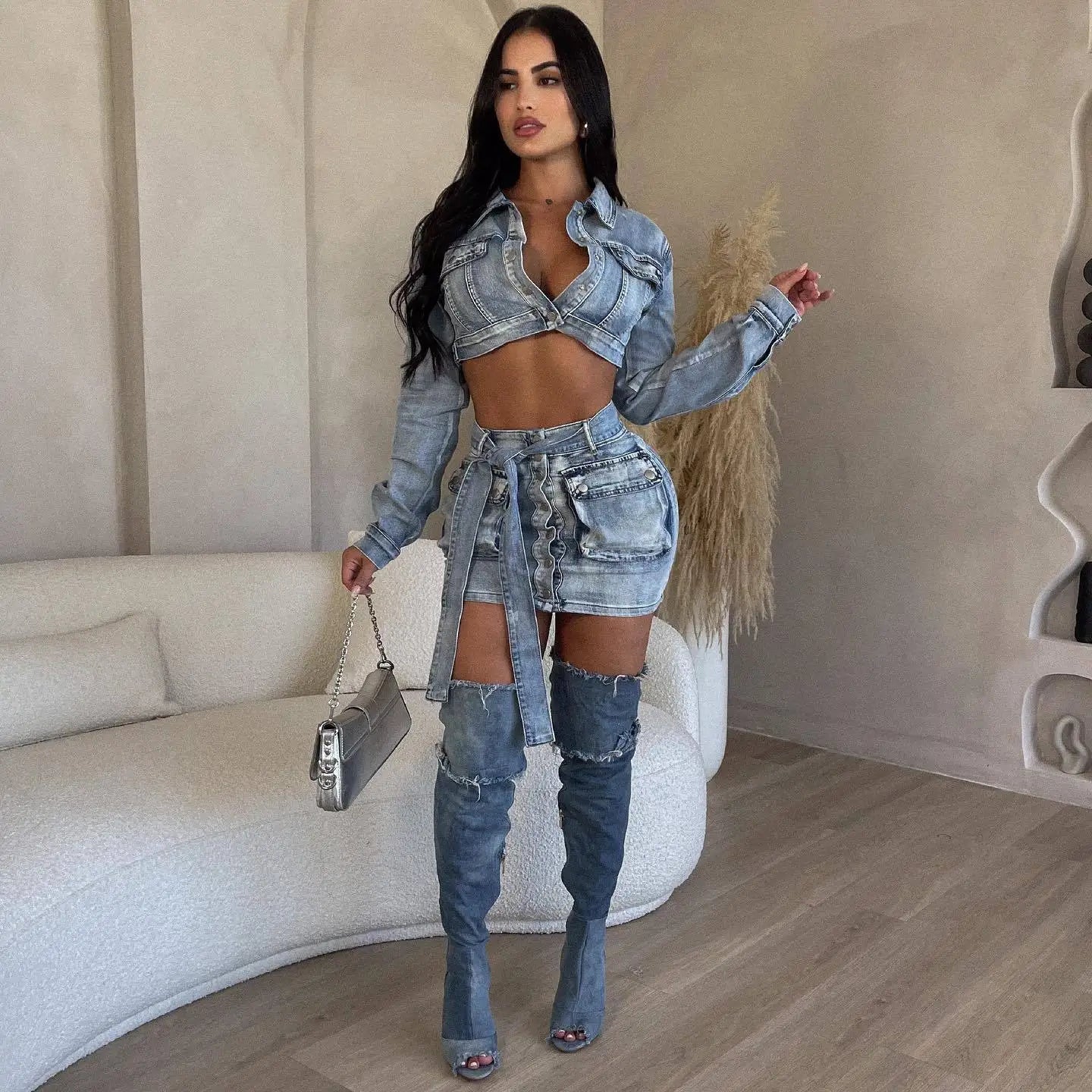 Indigo Muse Denim Mini Skirt Set