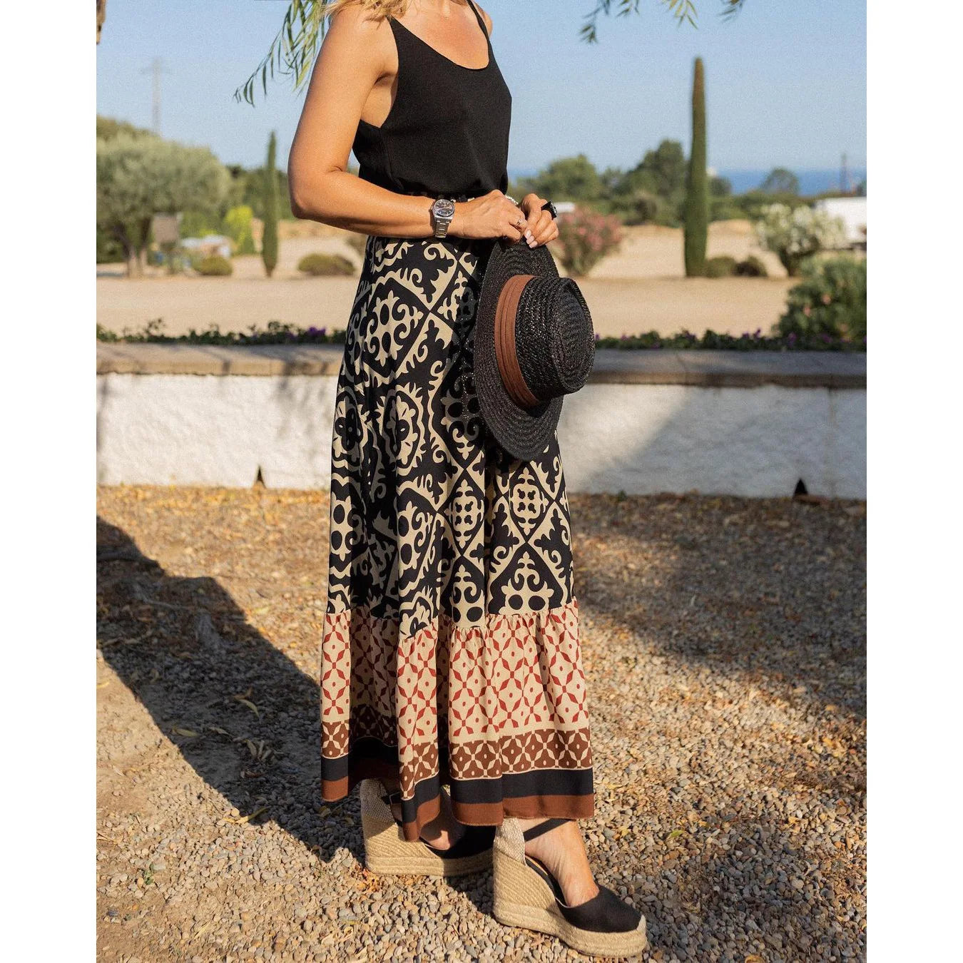Sunlit Charm Bohemian Maxi Skirt