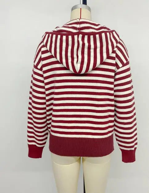 Retro Striped Zip-Up Hoodie
