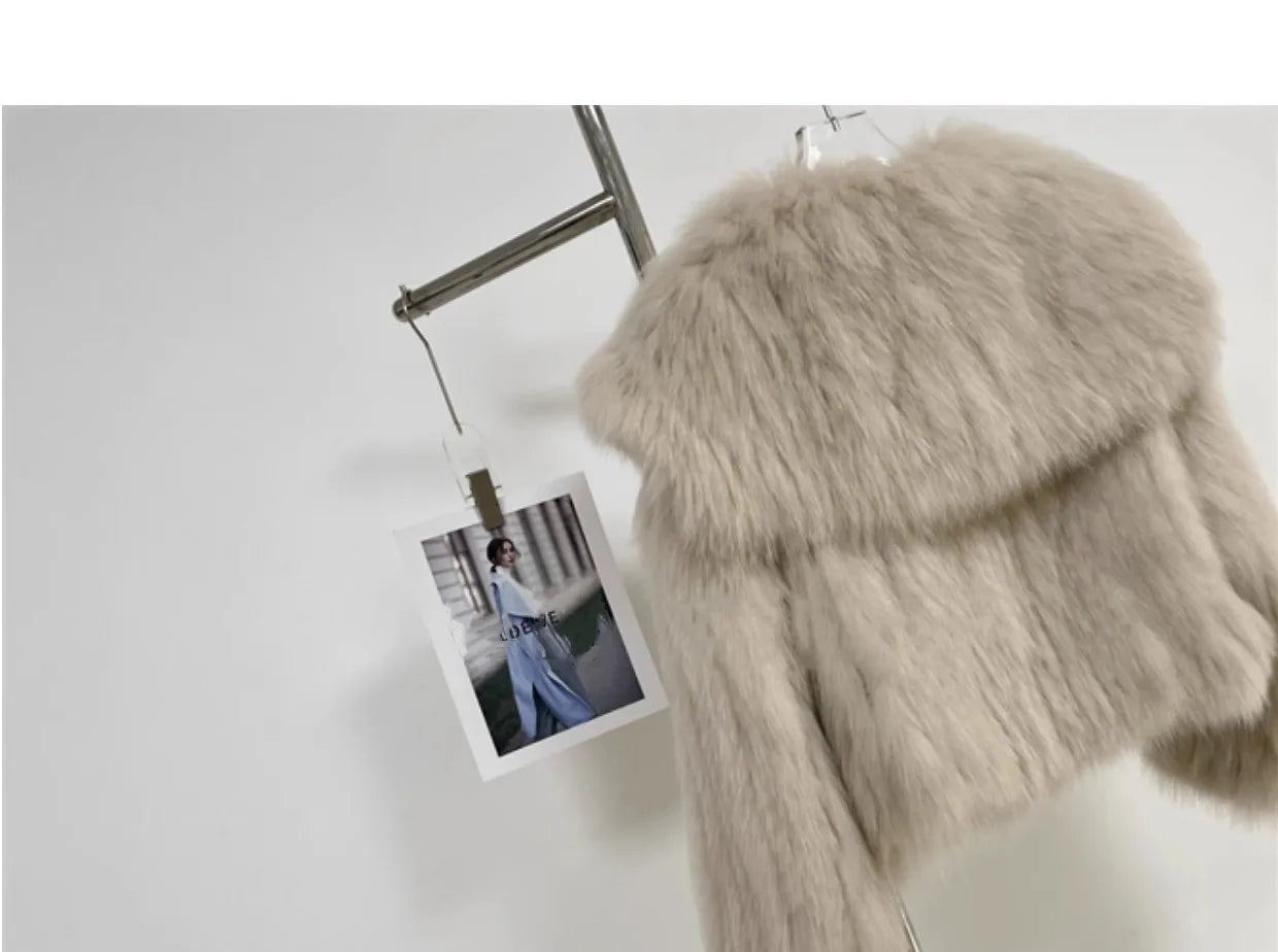 Navy Collar Faux Fur Jacket