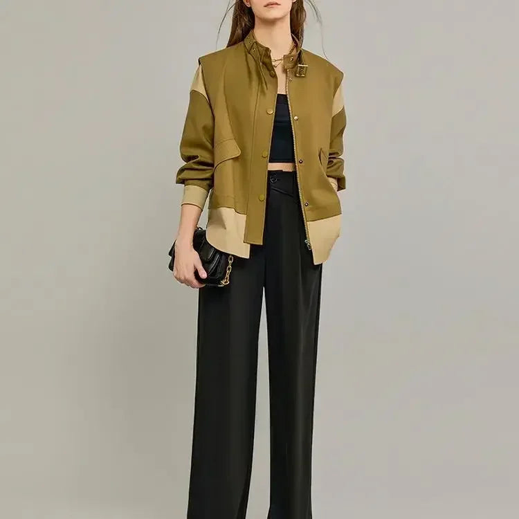Vibe Craft Contrast Splice Crop Jacket