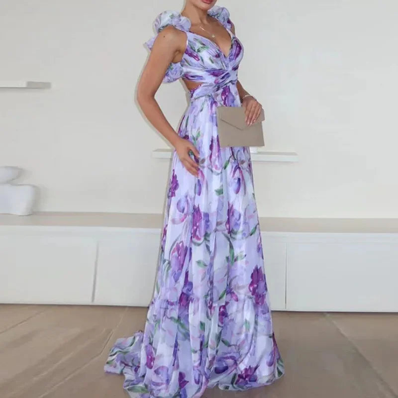 Elegant Waves Long Maxi Dress Rich Allure