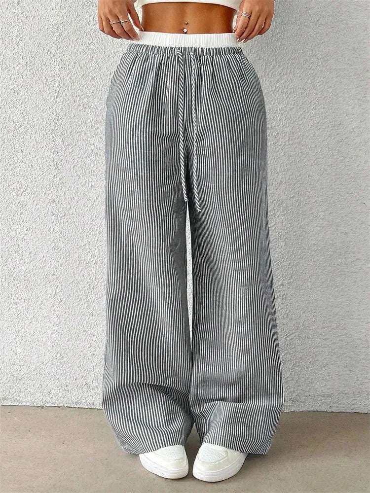 Striped Wide Leg Woven Pants