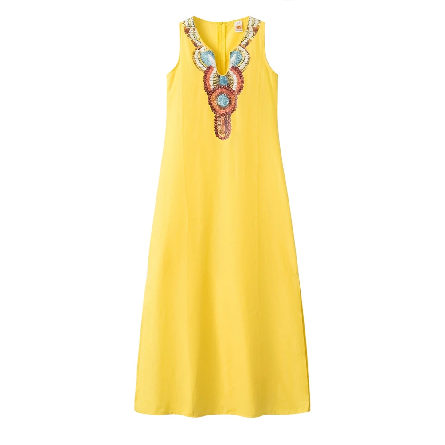 Cotton Slit Hem Boho Dress Rich Allure