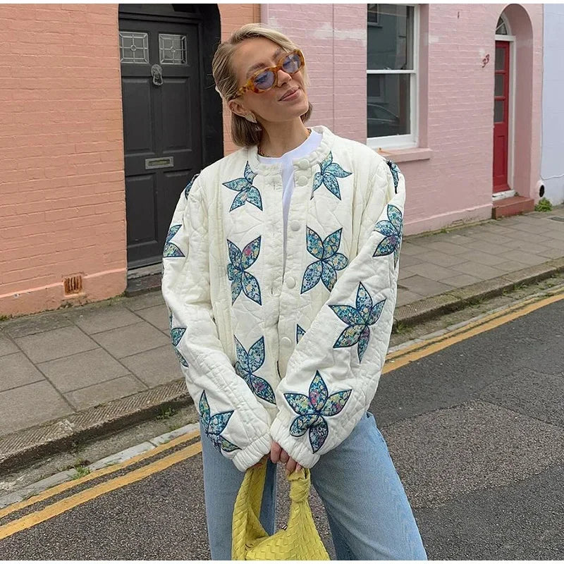 BloomNest Quilted Bomber Jacket
