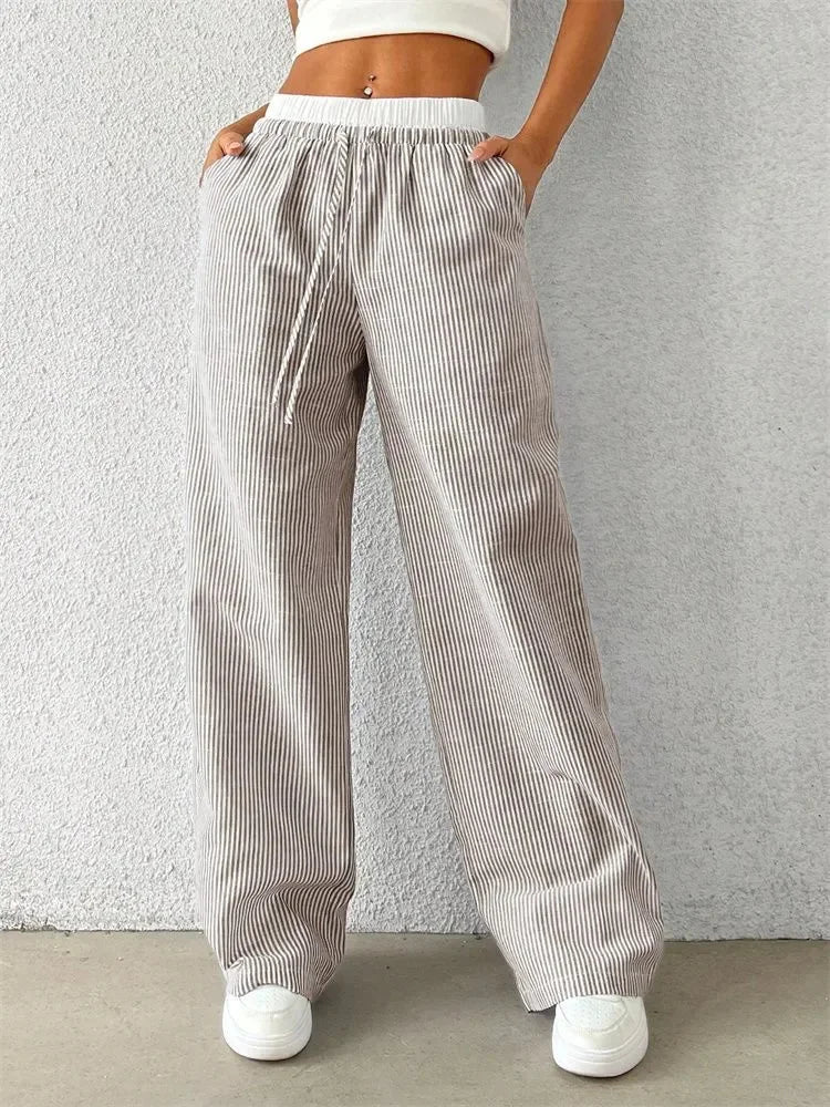 Striped Wide Leg Woven Pants