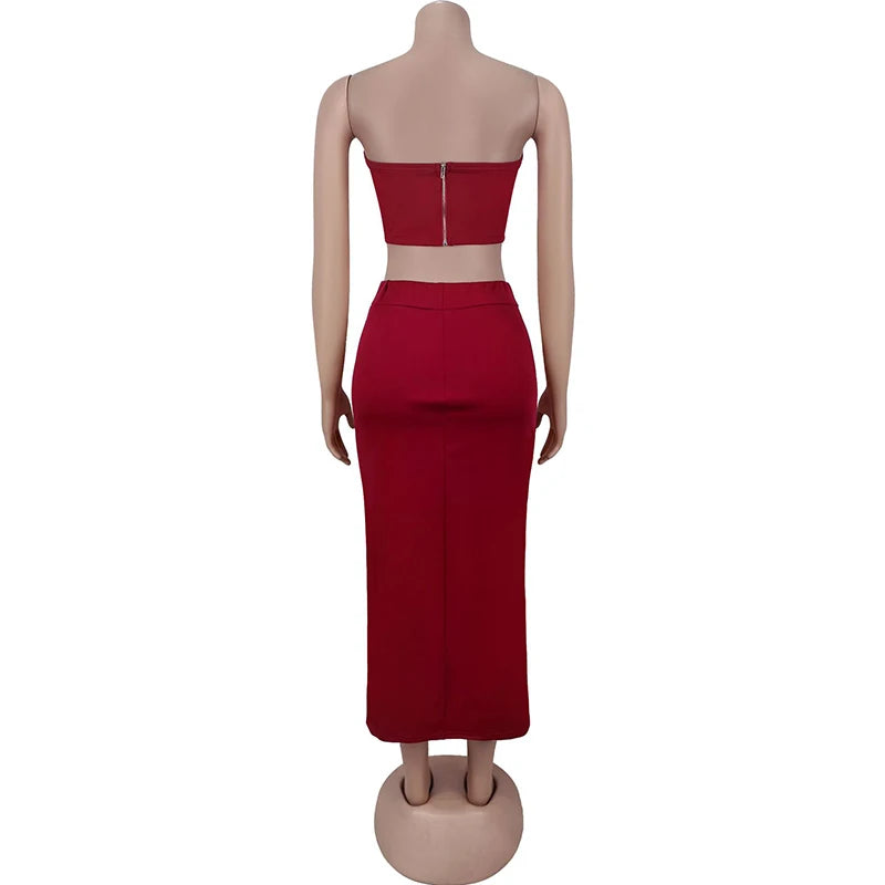 Midnight Bloom Lace-Up Skirt Set