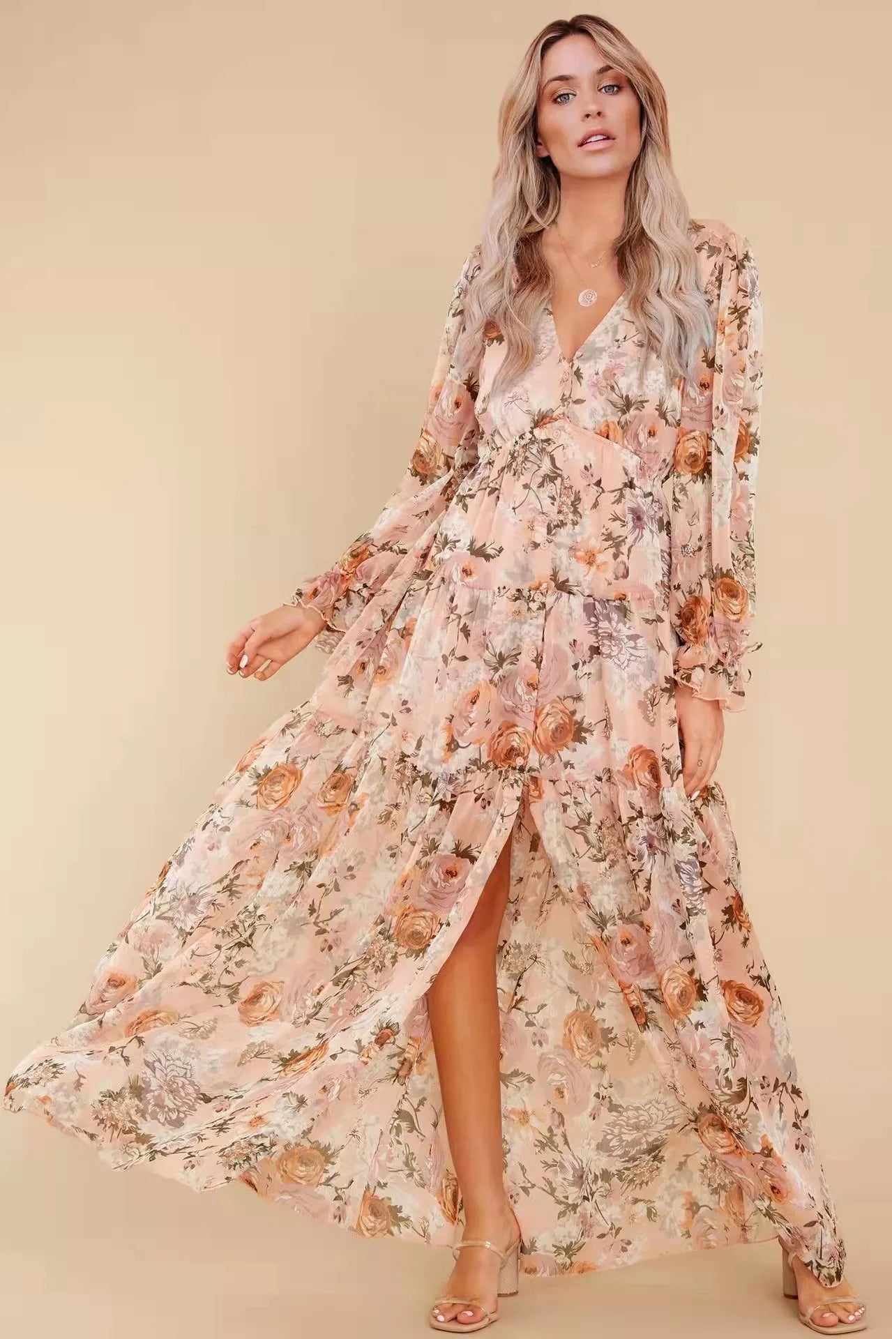 Luxury Vintage Print Prom Dress