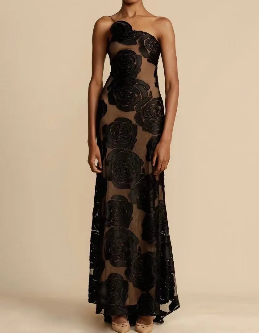 Midnight Allure Backless Evening Dress