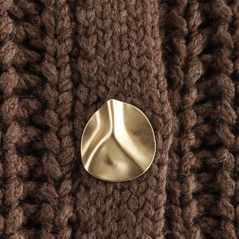 Cozy Chic Knitted Brown Vest