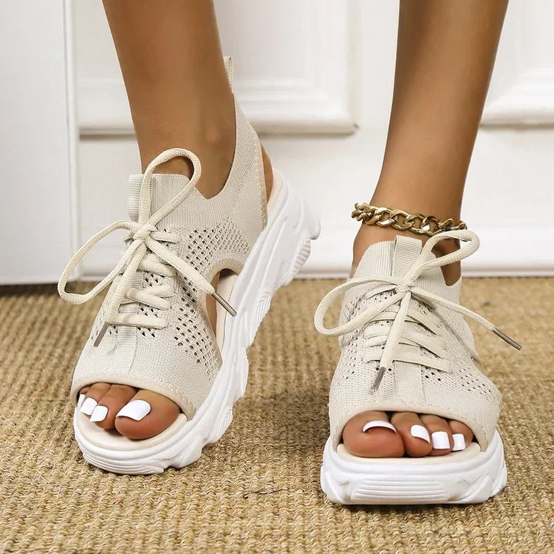 Breeze Lift Lace-Up Platform Sandals Rich Allure