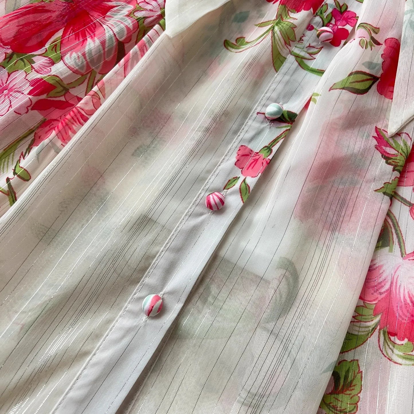 Silk Chiffon Floral A-Line Dress