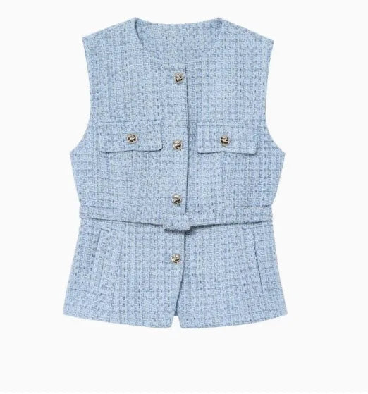 Glam Sequin Belted Vest Rich Allure