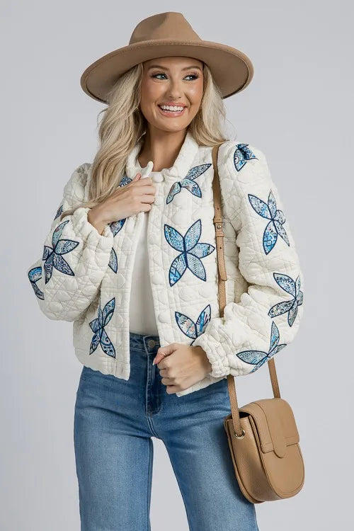 BloomNest Quilted Bomber Jacket