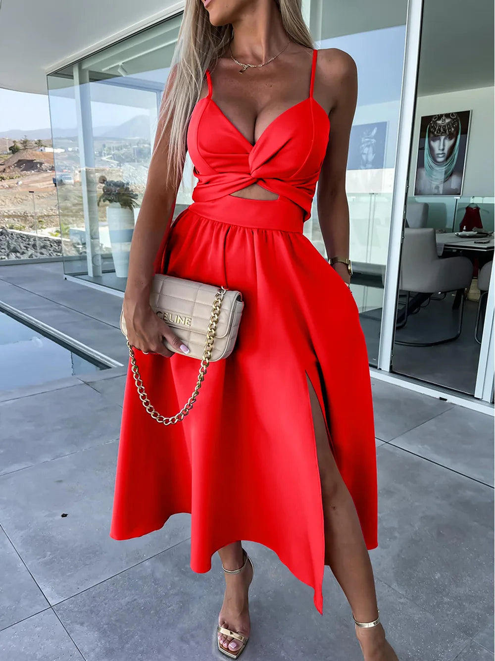 Backless V-Neck Camis Dress