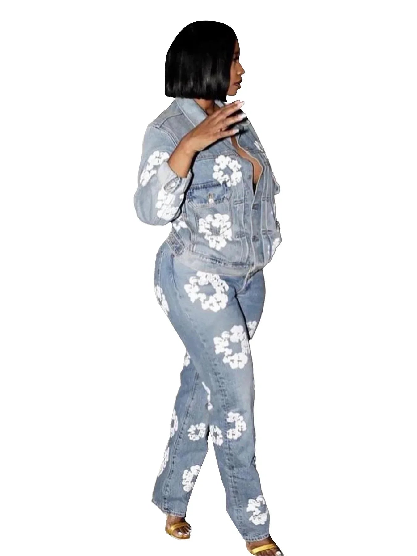 Bloom Fade Floral Denim Street Jacket