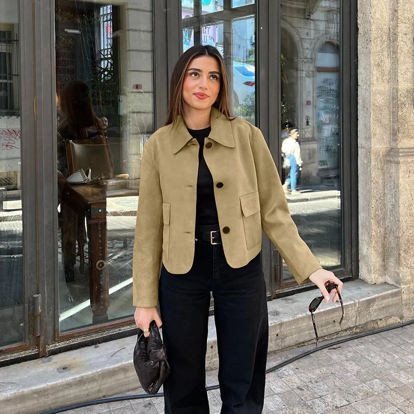 Lapel Pocket Short Jacket