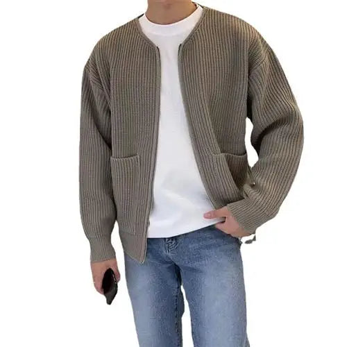 Men's Stand Collar Slim Fit Knit Jacket